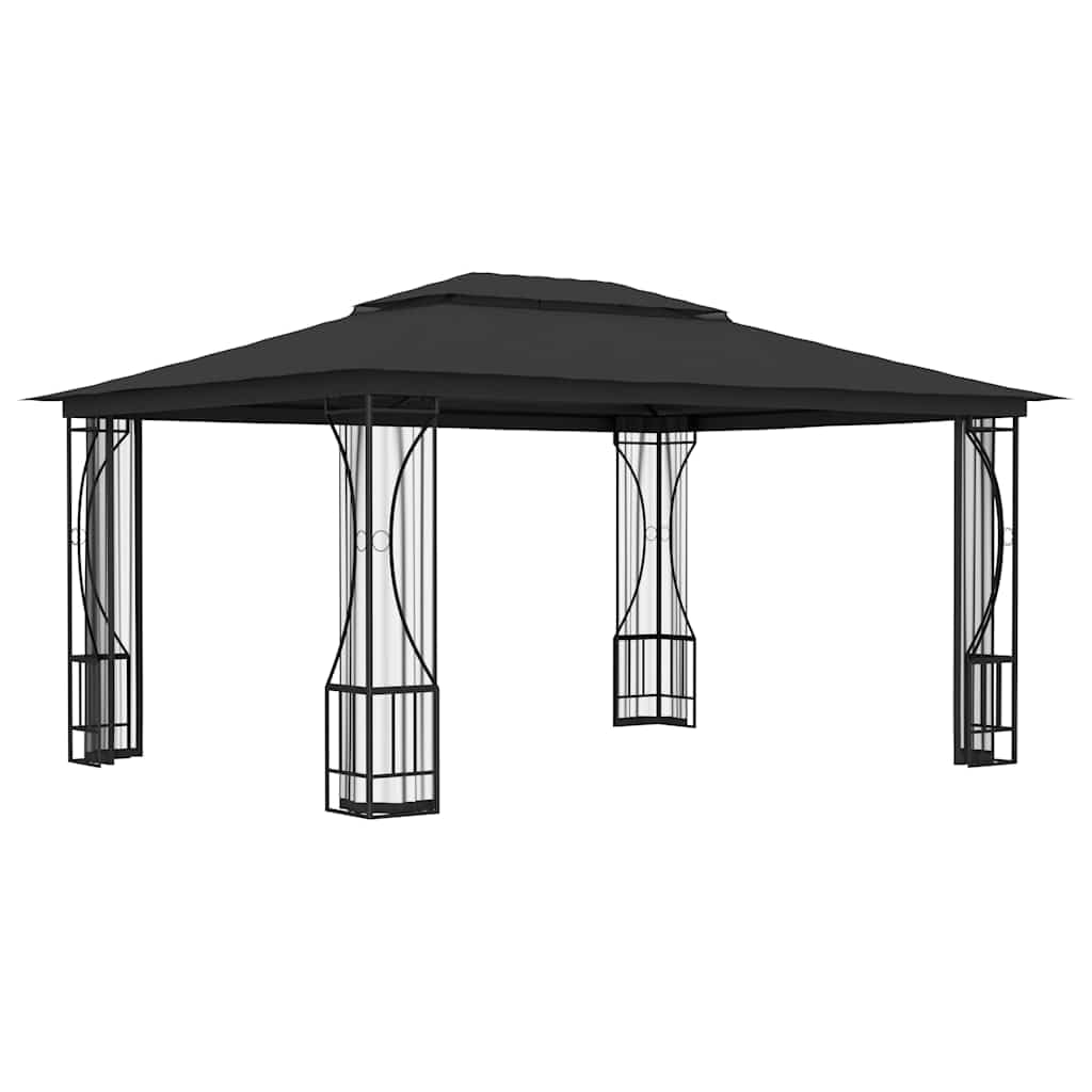 Gazebo with Nets 9.8'x13.1'x8.7' Anthracite Steel Frame UV-Proof Polyester Fabric O4077