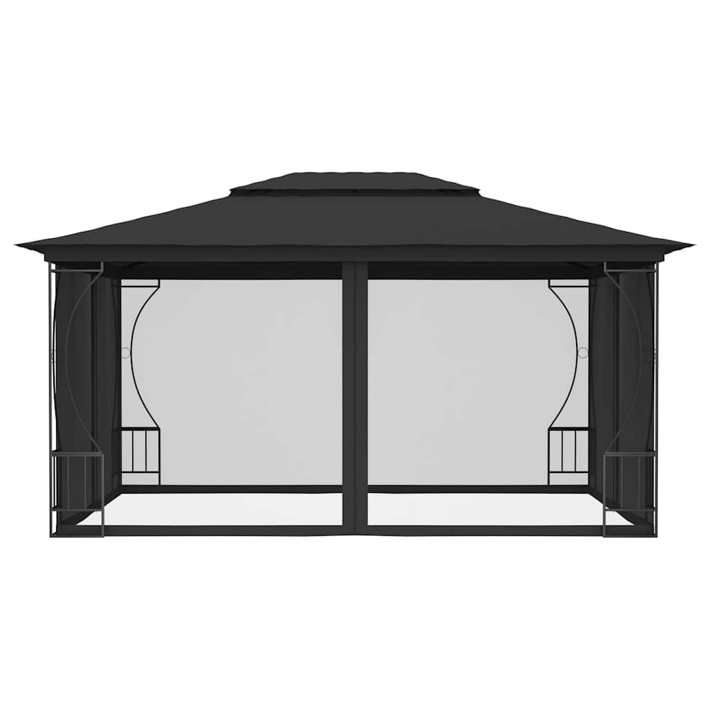 Gazebo with Nets 9.8'x13.1'x8.7' Anthracite Steel Frame UV-Proof Polyester Fabric O4077