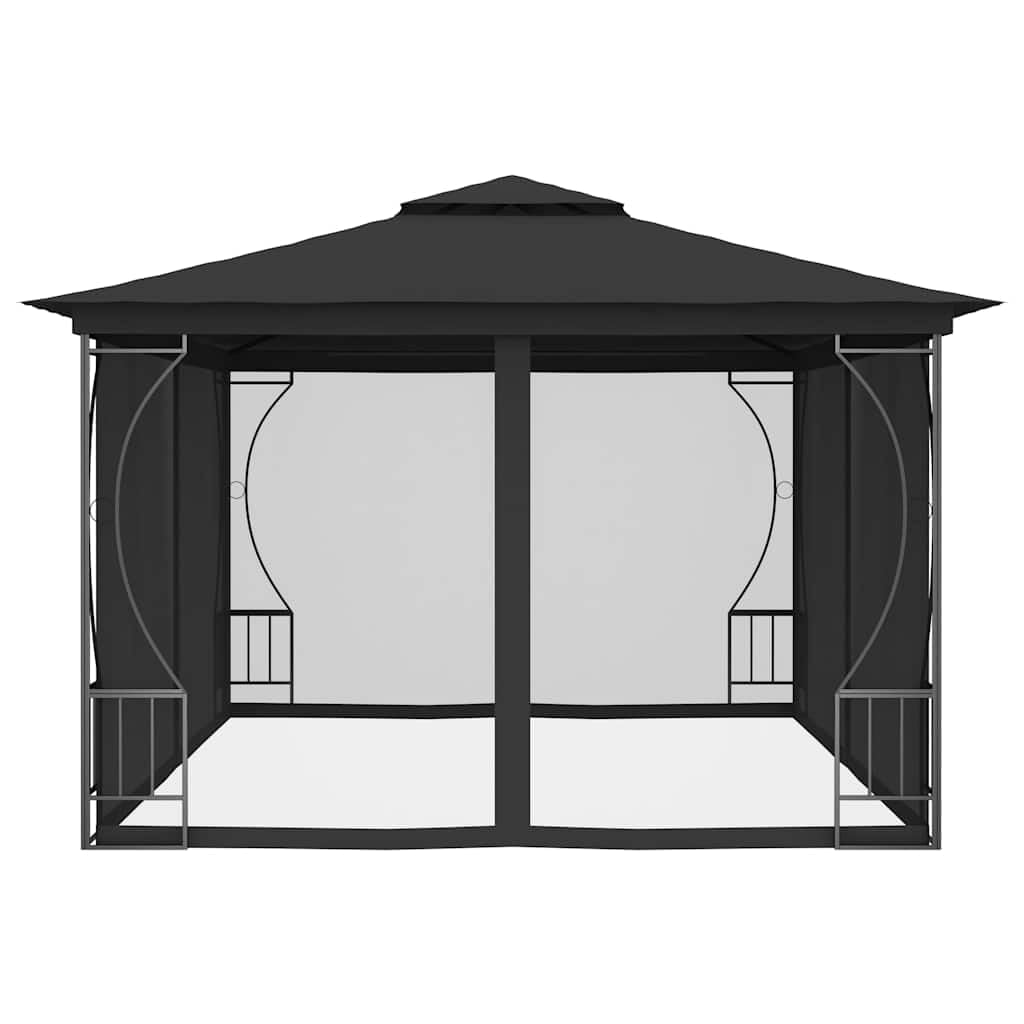 Gazebo with Nets 9.8'x13.1'x8.7' Anthracite Steel Frame UV-Proof Polyester Fabric O4077