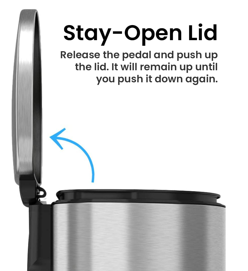 13.2 Gallon Stainless Steel Step Trash Can H477
