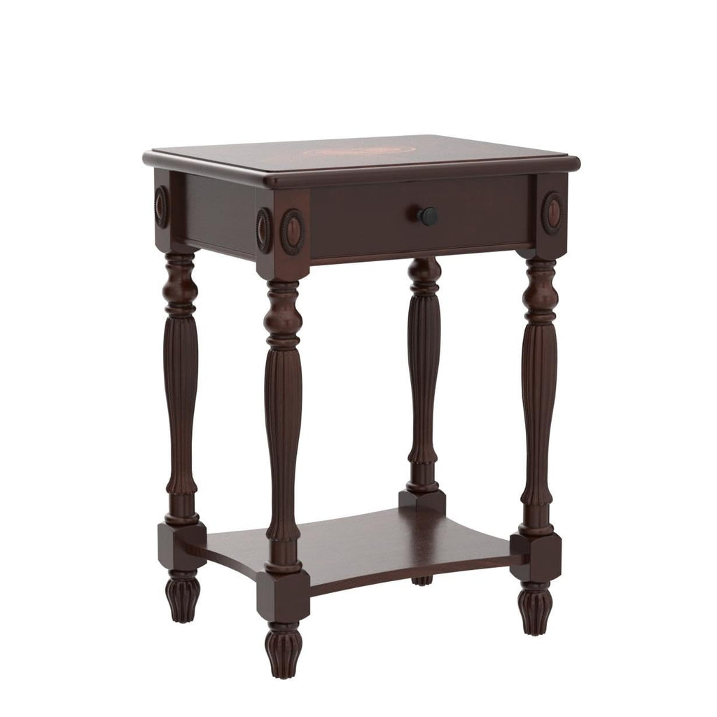Solid Wood Side Table with Drawer and Storage Shelf F83263