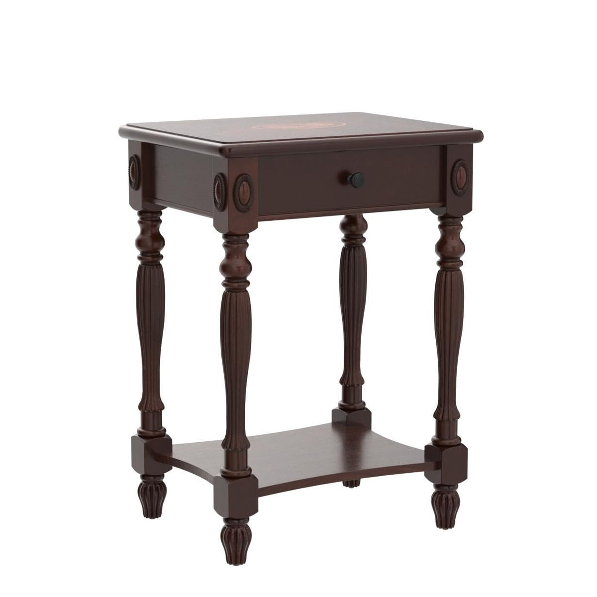 Solid Wood Side Table with Drawer and Storage Shelf F83263