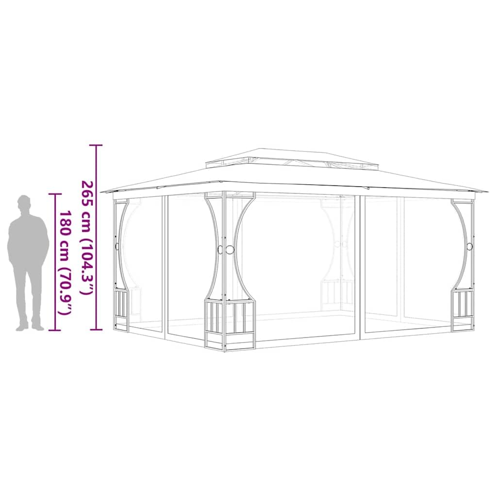 Gazebo with Nets 9.8'x13.1'x8.7' Anthracite Steel Frame UV-Proof Polyester Fabric O4077