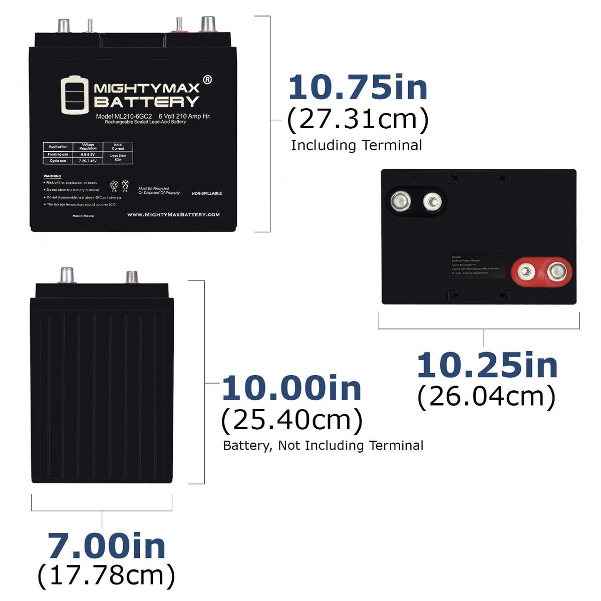 6V 210AH Dual Terminal SLA Replacement Battery 4 Pack E48158