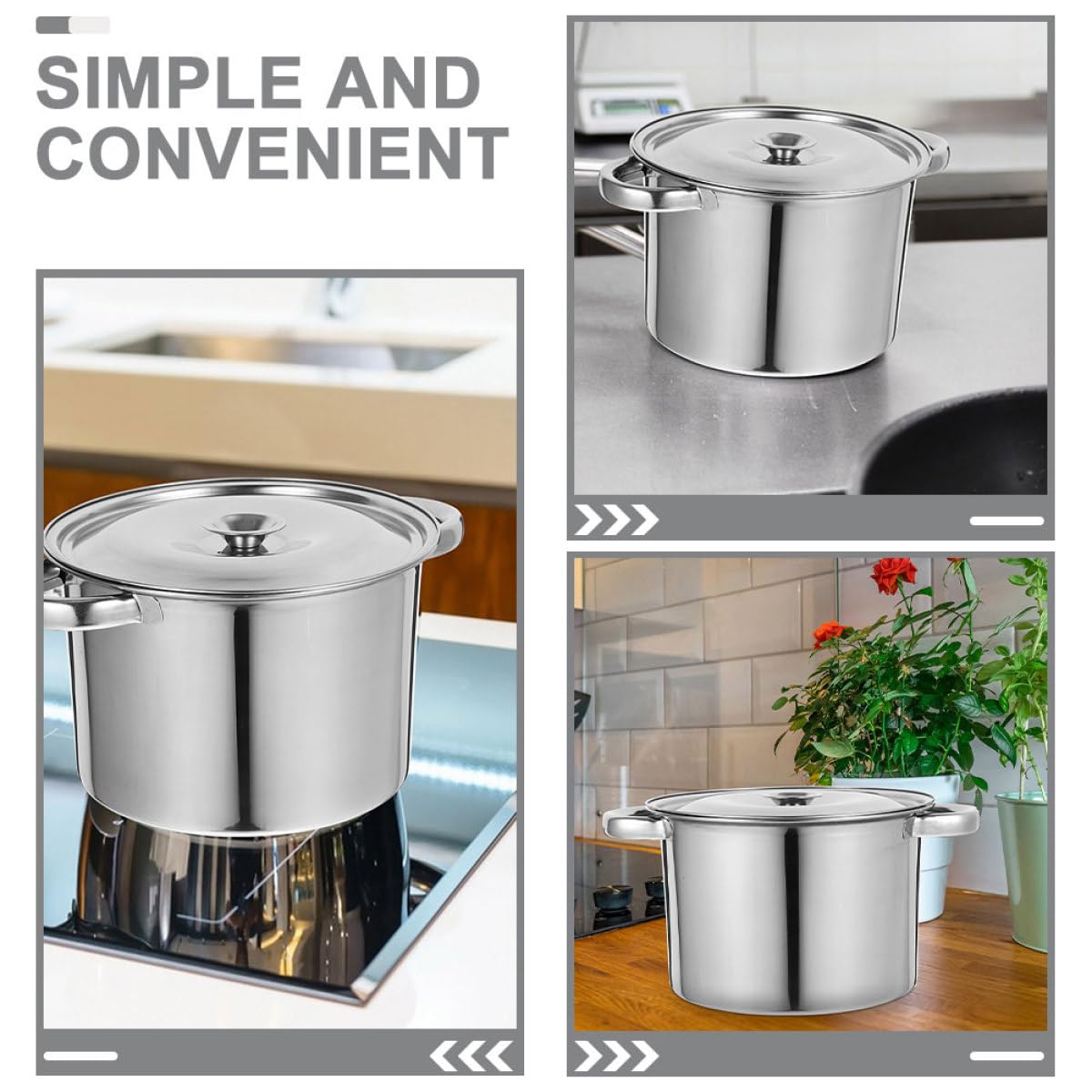 Stainless Steel Double Handle Soup Pot with Lid F19118