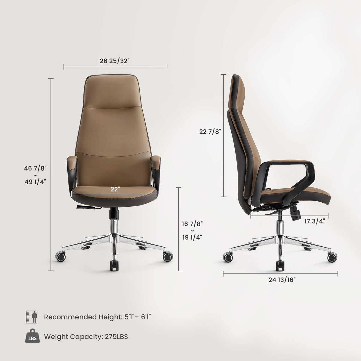 Brown Leather Executive Office Chair J3257
