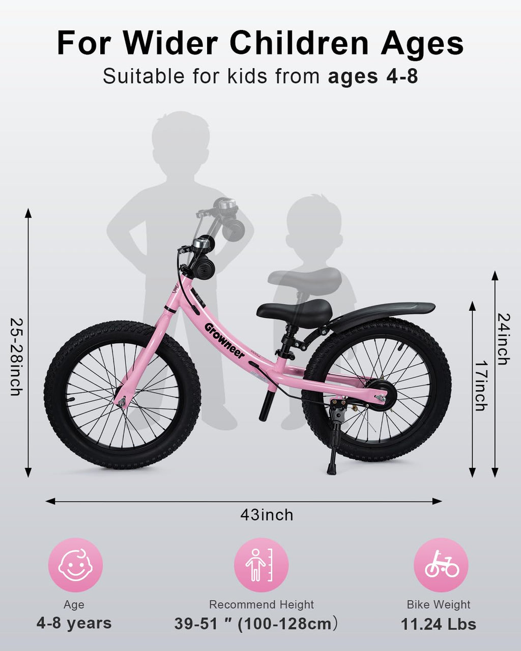 16" Pink Kids Balance Bike B278947