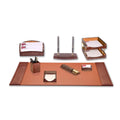 Brown Crocodile Embossed Leather Desk Set S6942