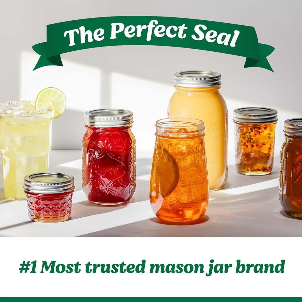 16oz Regular Mouth Glass Canning Jars With Lids, 12 Count Y635