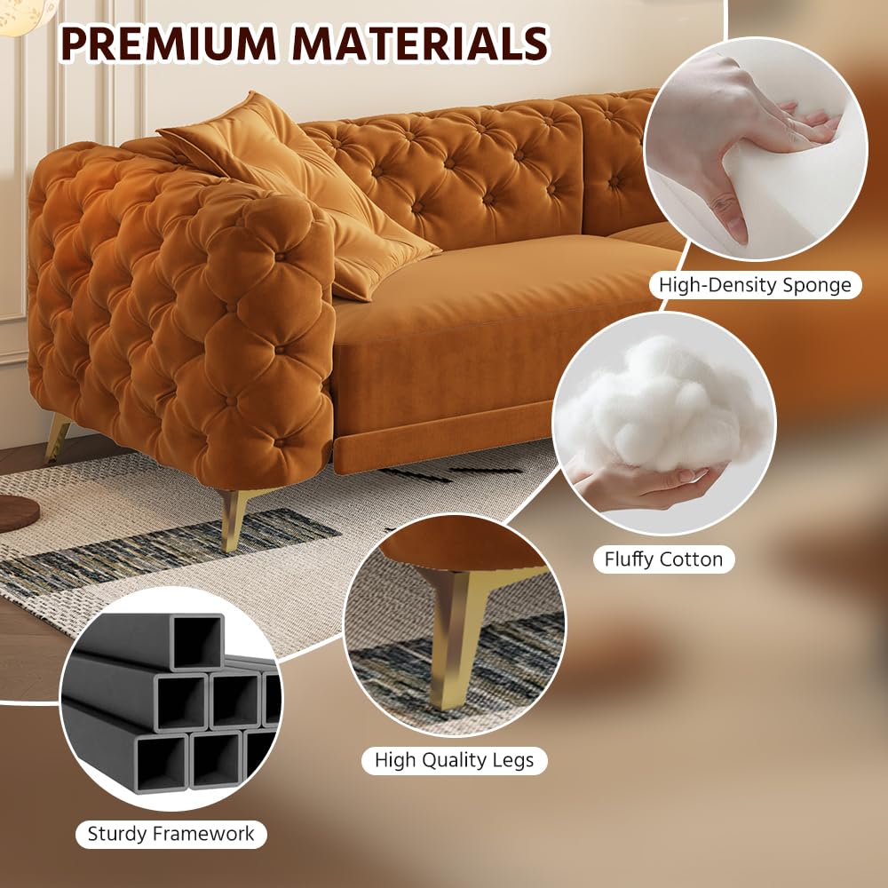 King Velvet Pull Out Sleeper Sofa with Ottoman I86071