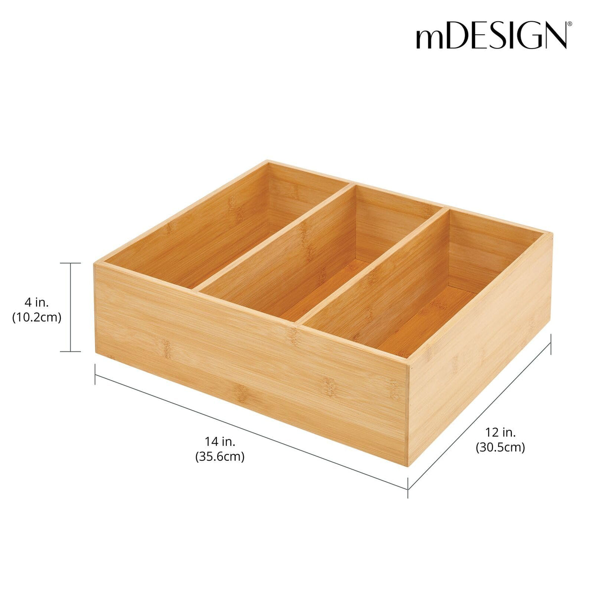 Bamboo 3 Section Stackable Pantry Organizer Bin, 2 Pack D680