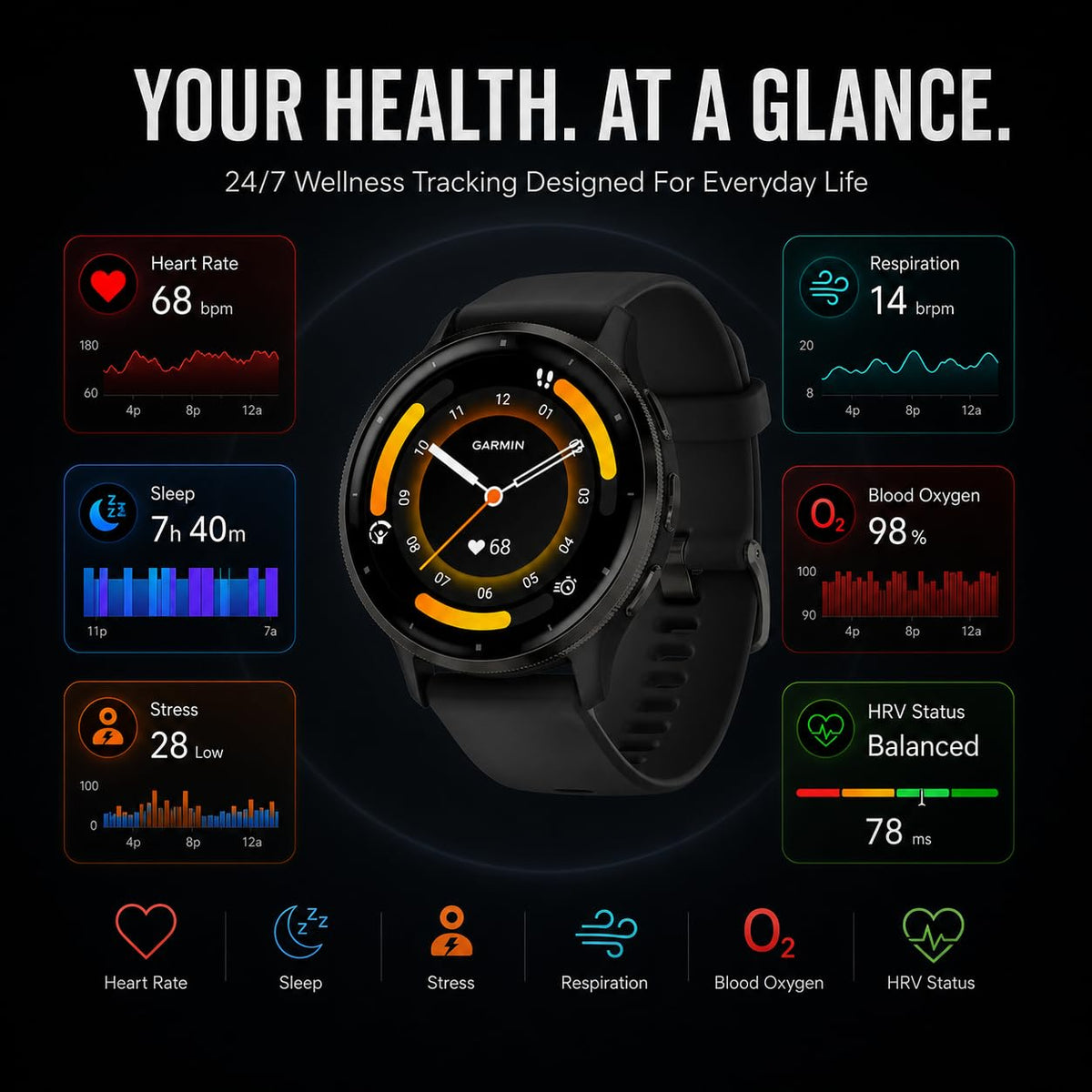 Black 45mm GPS Smartwatch G6791