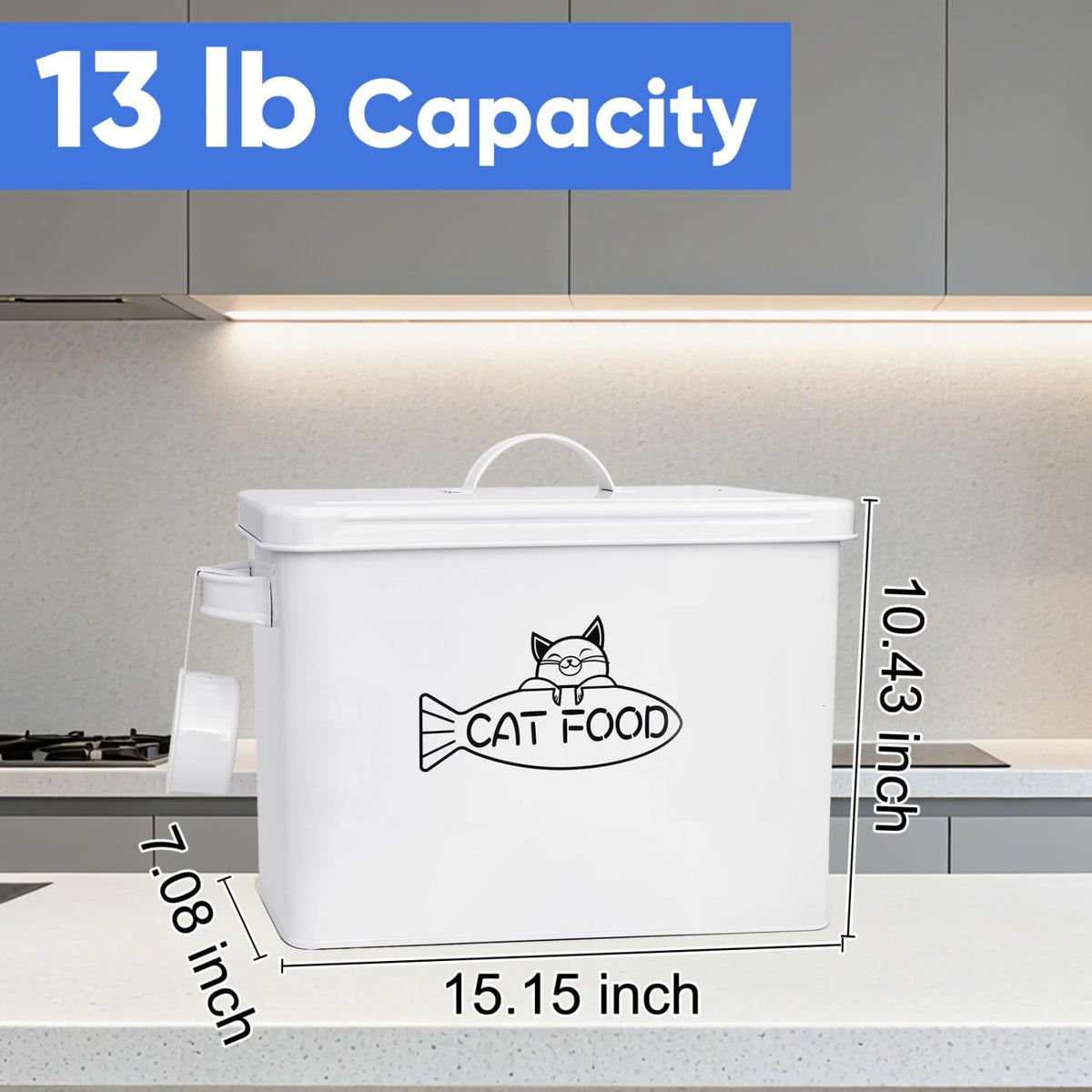 Large Airtight Pet Food Storage Container with Lid and Scoop 12-13 lbs Q954