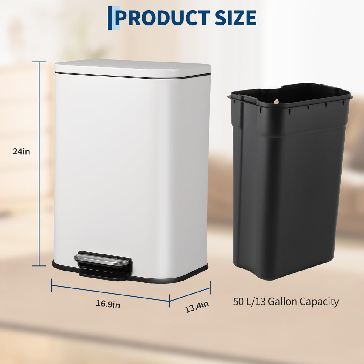 13.2 gal Stainless Steel Kitchen Trash Can K357