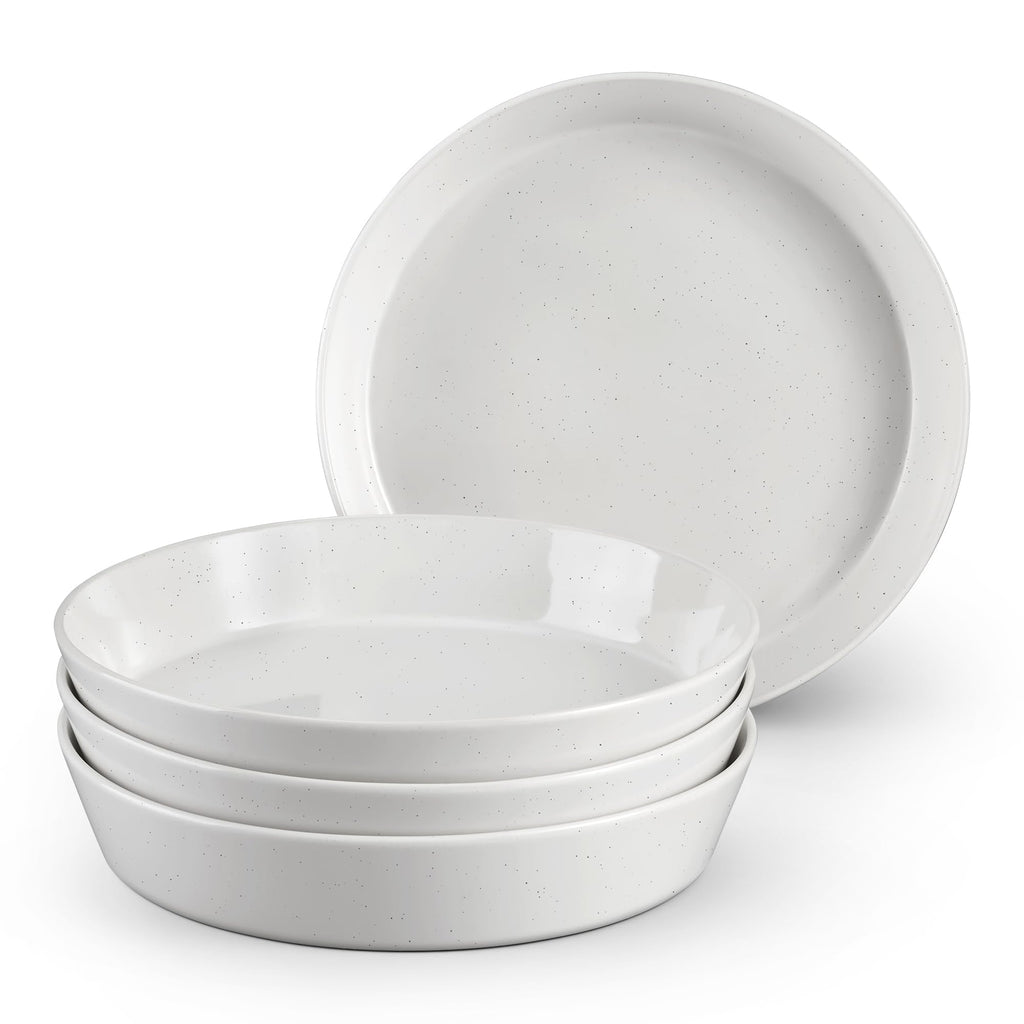 34oz Stoneware Pasta Bowls Set of 4 Speckled White R436