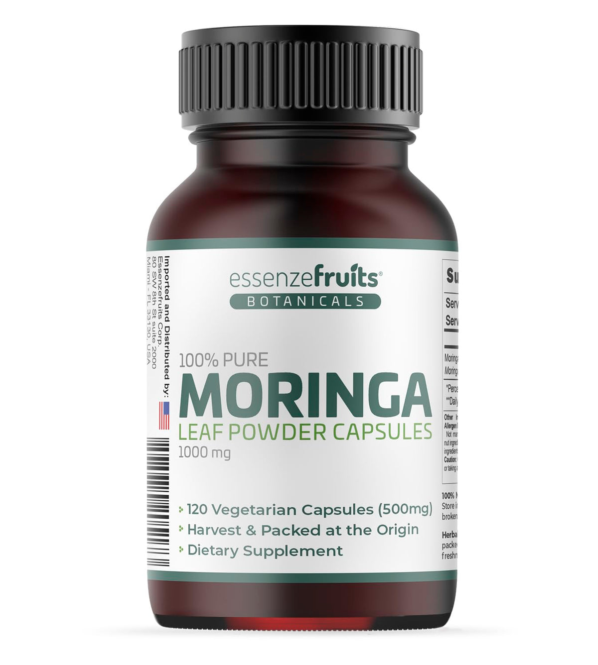Moringa Capsules 120 Vegan Caps 1000mg Leaf Powder S4463