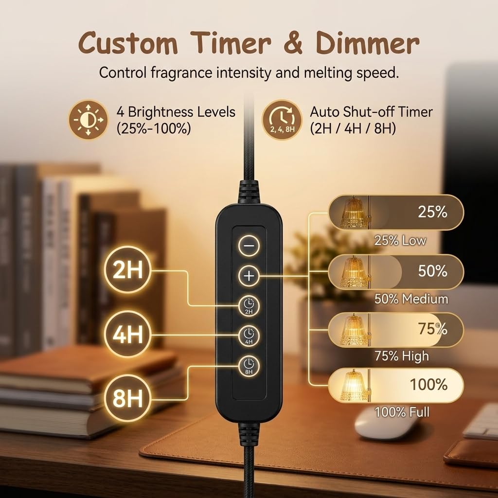Dimmable Height Adjustable Candle Warmer Lamp with Timer K7718
