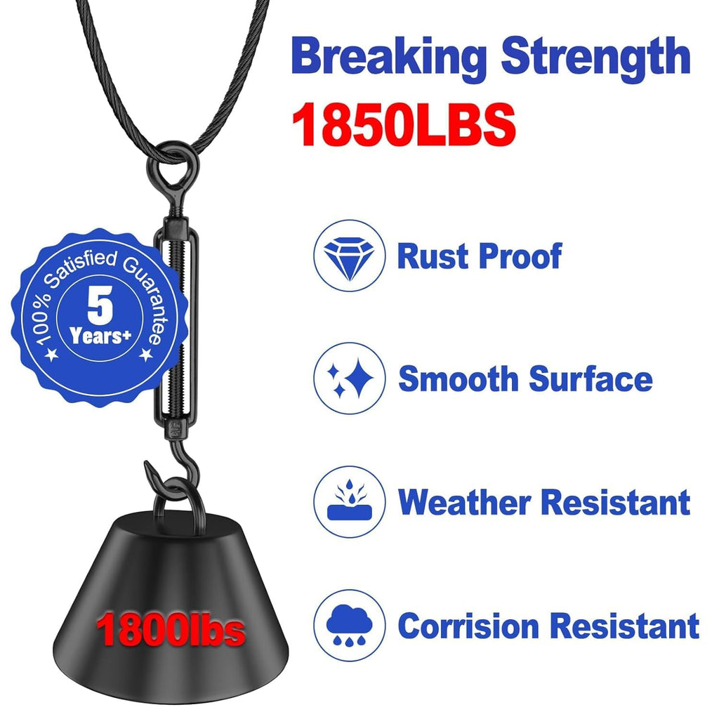 1000FT 1/8" Black T316 Stainless Steel Cable S826050