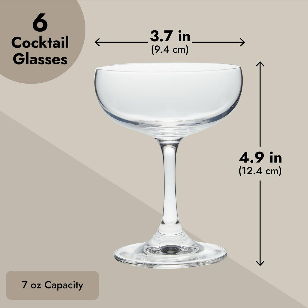6 Count 7 oz Clear Coupe Glasses V90219