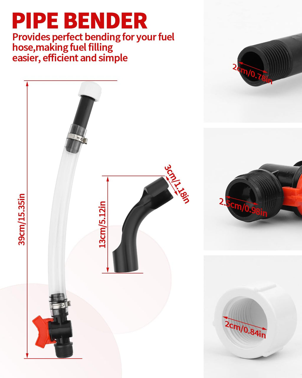 15 Inch Fuel Filler Hose Spout Replacement with Ball Valve F6228