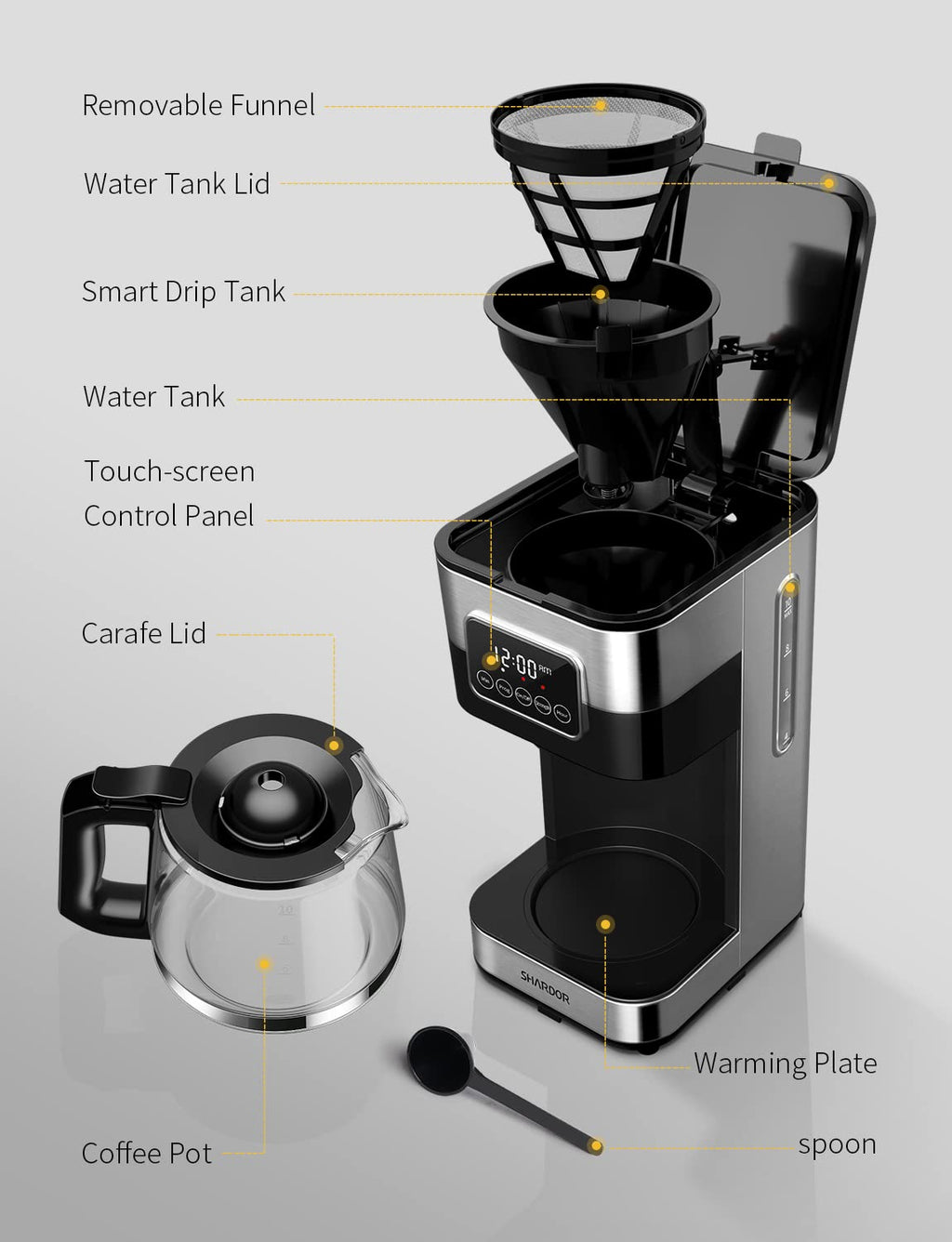 10-Cup Programmable Drip Coffee Maker with Permanent Filter Y223