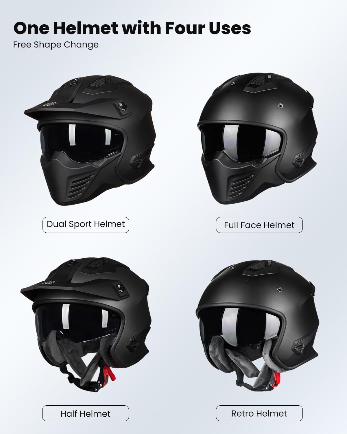Open Face 3/4 Half Motorcycle Helmet DOT Matte Black M M840892