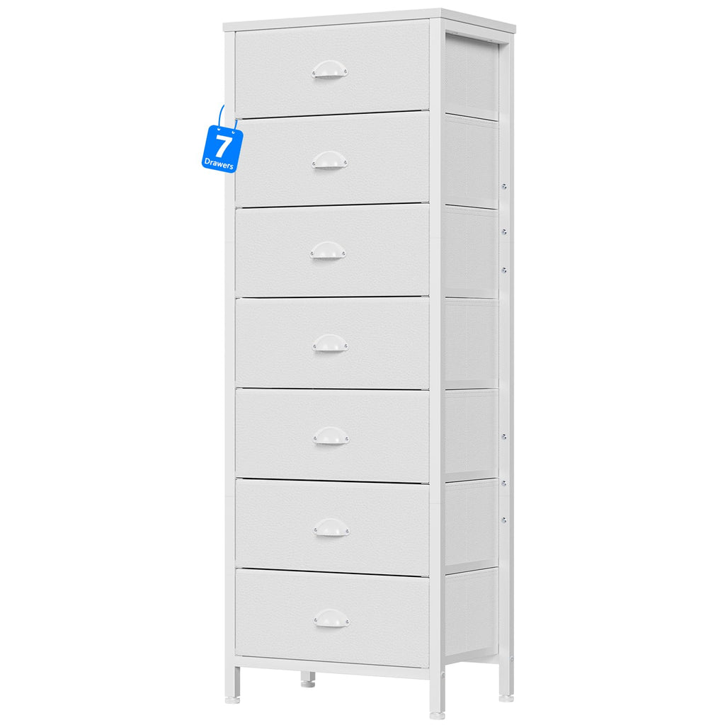 White Tall Dresser with Fabric Drawer T536565