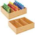 Bamboo 3 Section Stackable Pantry Organizer Bin, 2 Pack D680