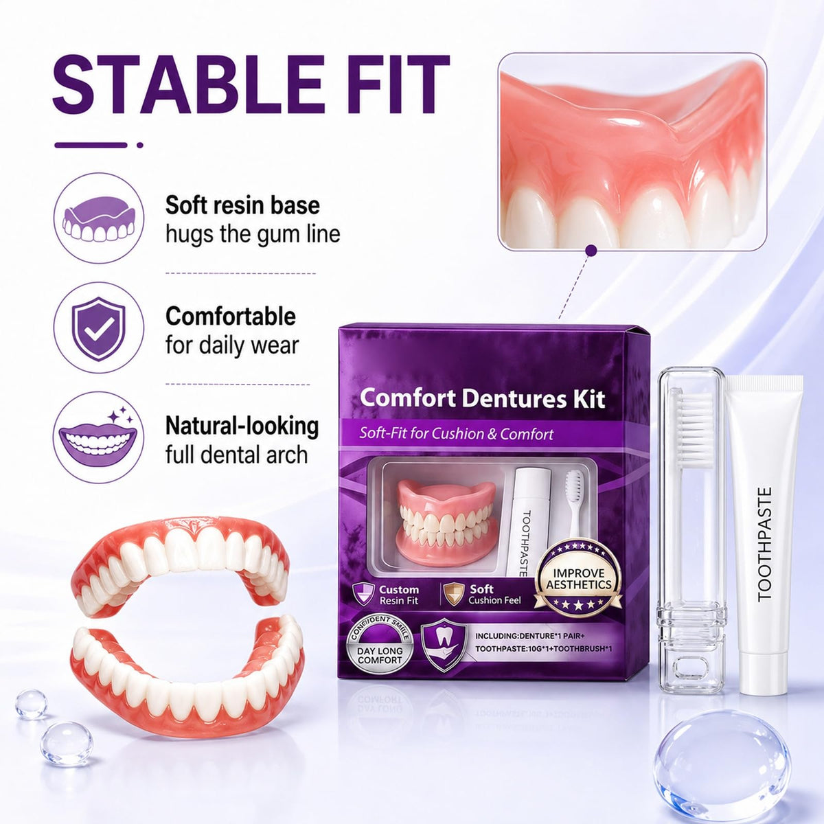 Silicone Dentures Upper & Lower Set J559329