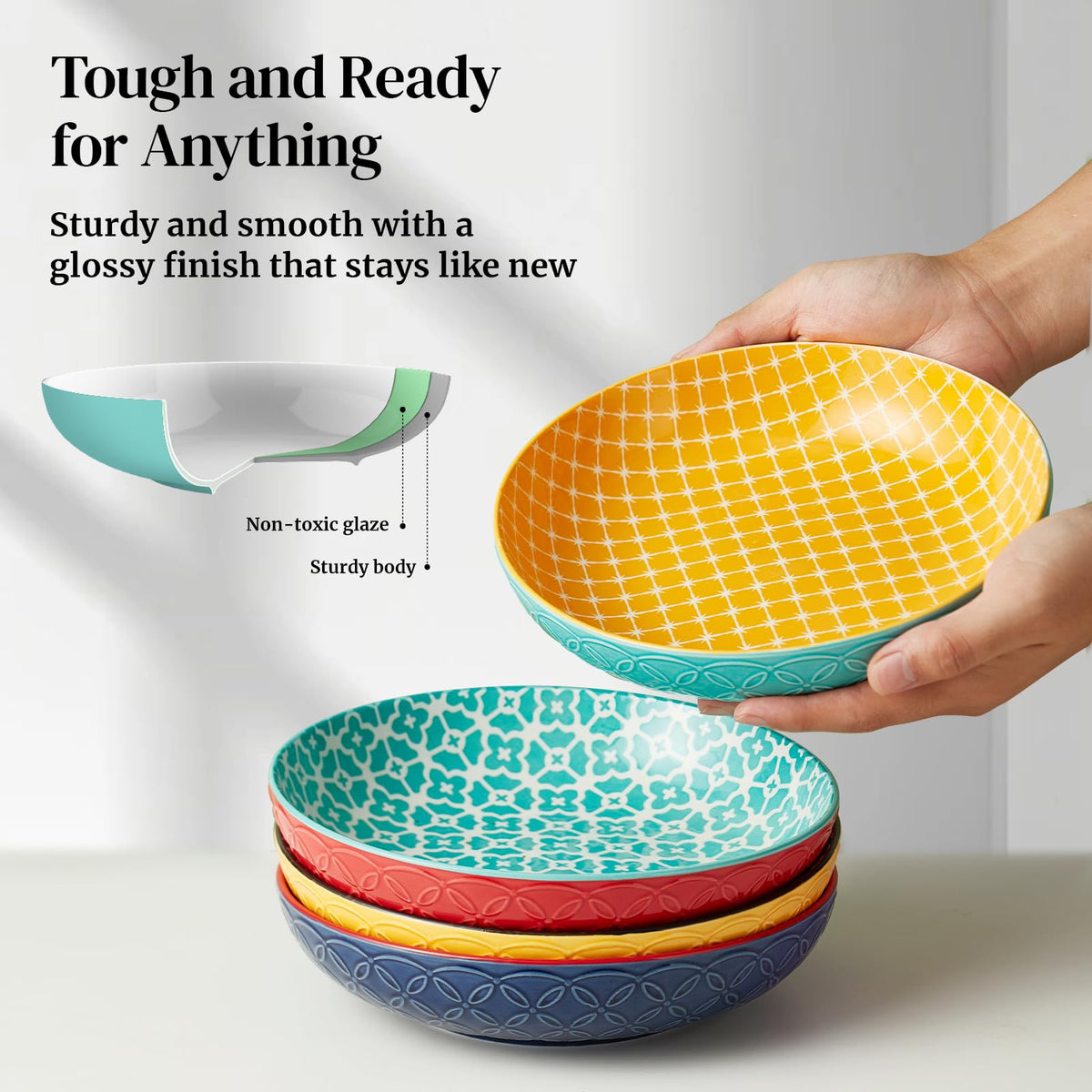 22 oz Cereal Bowls Set of 4 and 8.5" Pasta Bowls Set of 4 I141