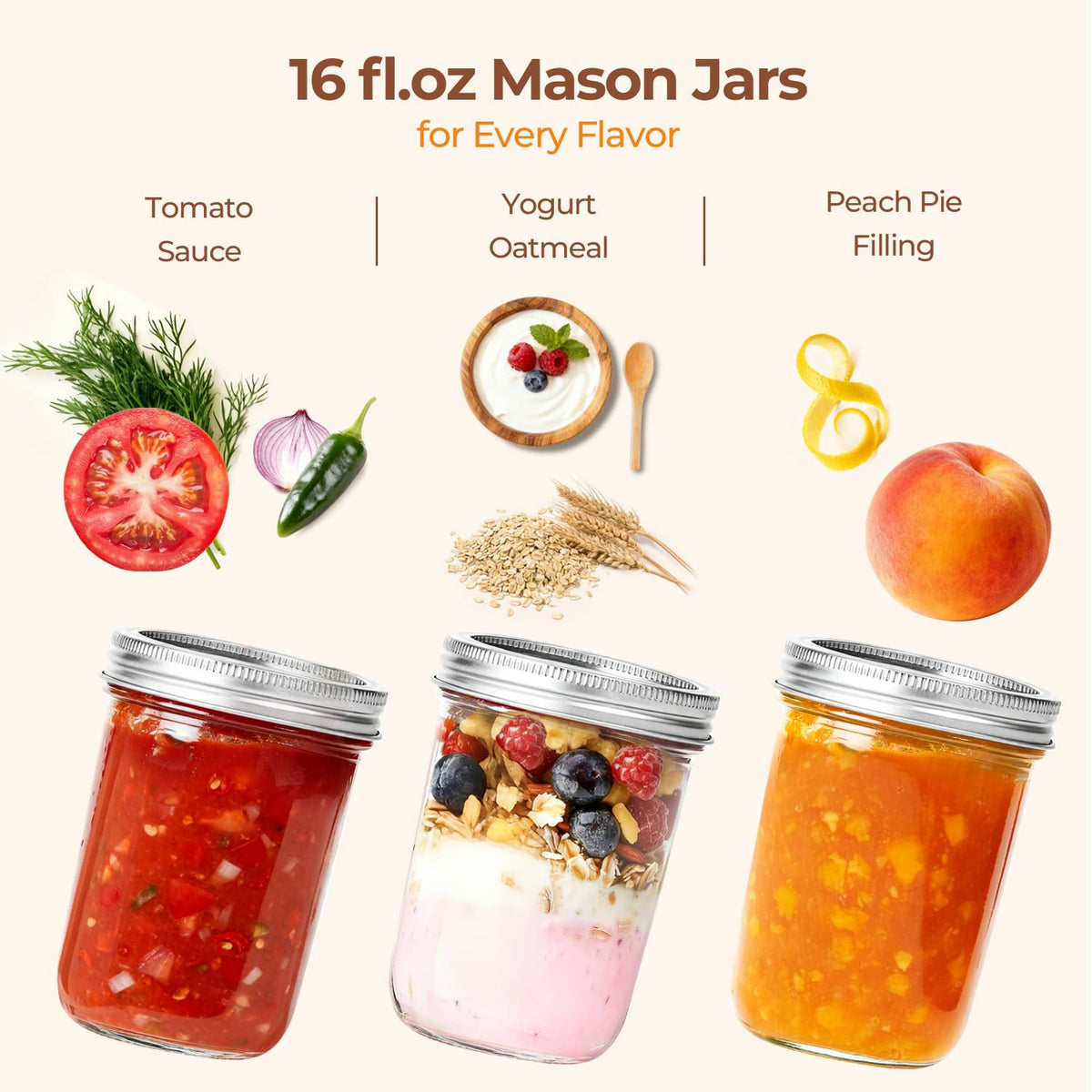 16 oz Wide Mouth Mason Jars 4 Pack A534
