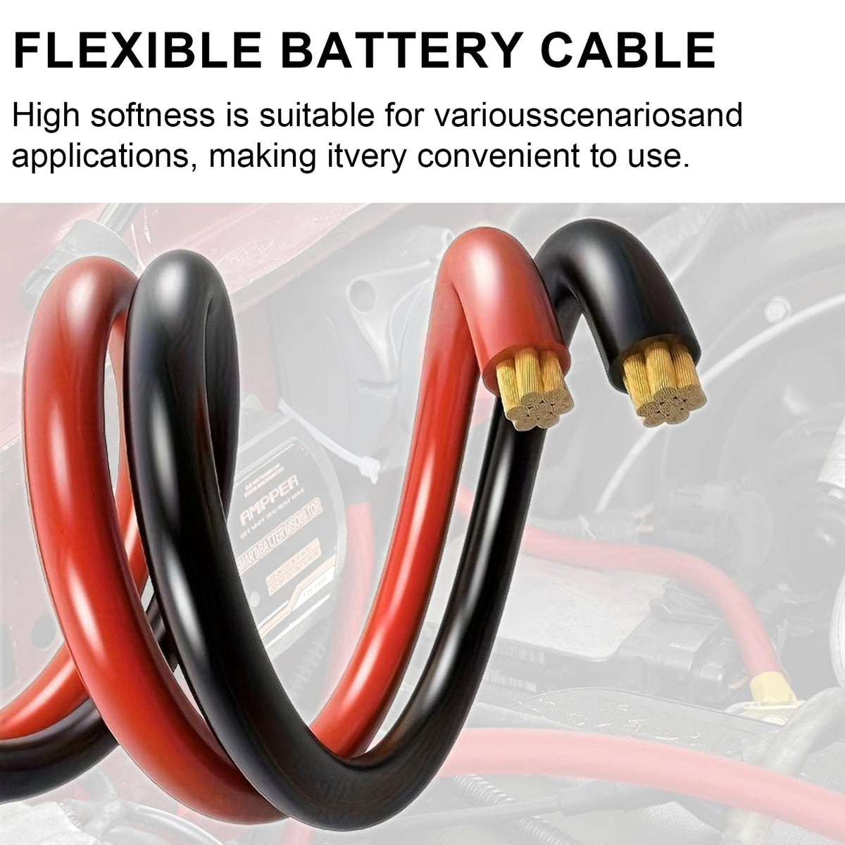 0 Gauge CCA Battery Cable 10FT Red 10FT Black O1525
