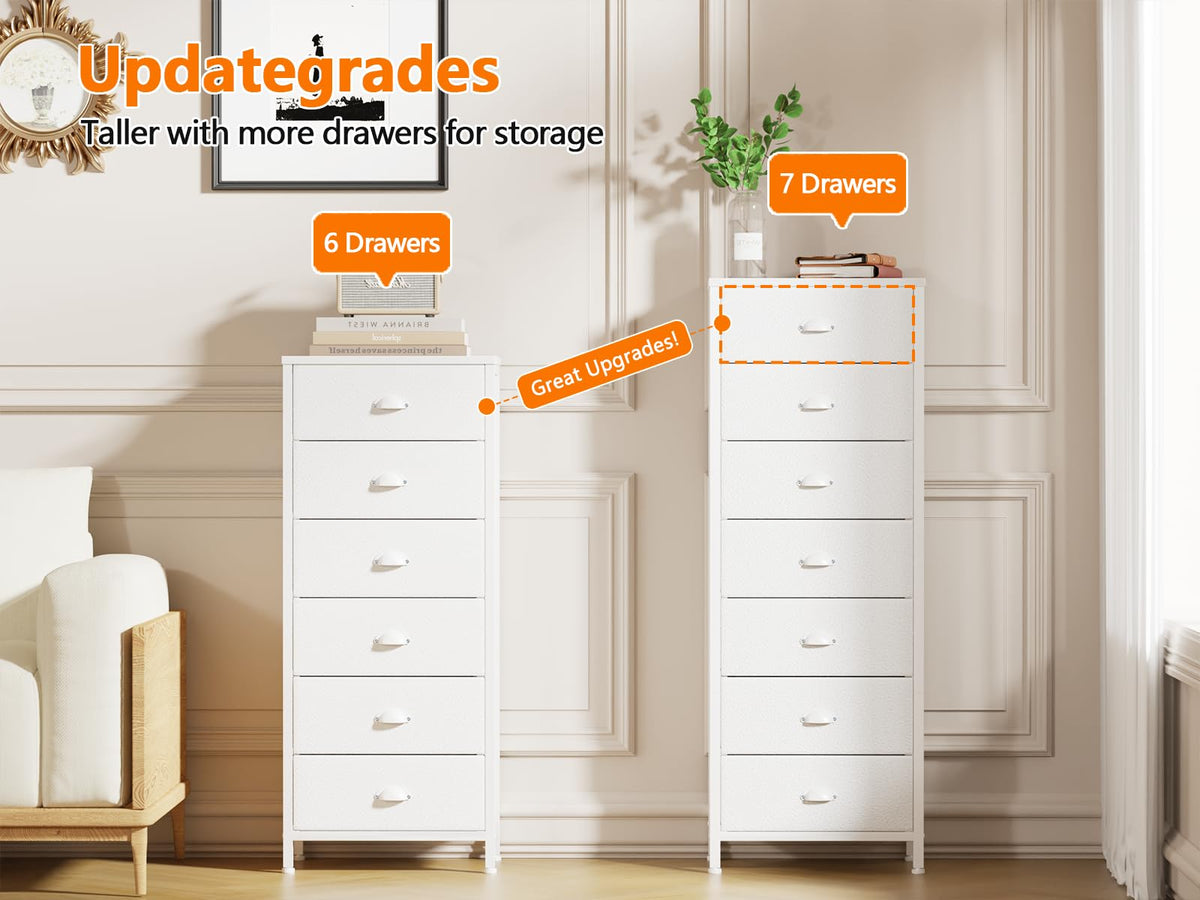 White Tall Dresser with Fabric Drawer T536565