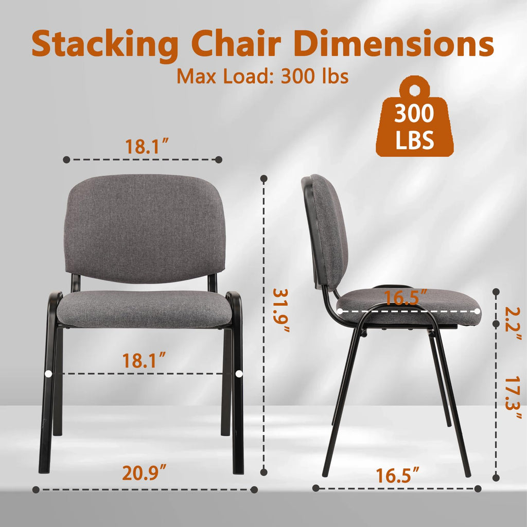 Set of 5 Grey Fabric Stackable Chairs Metal Frame T672874