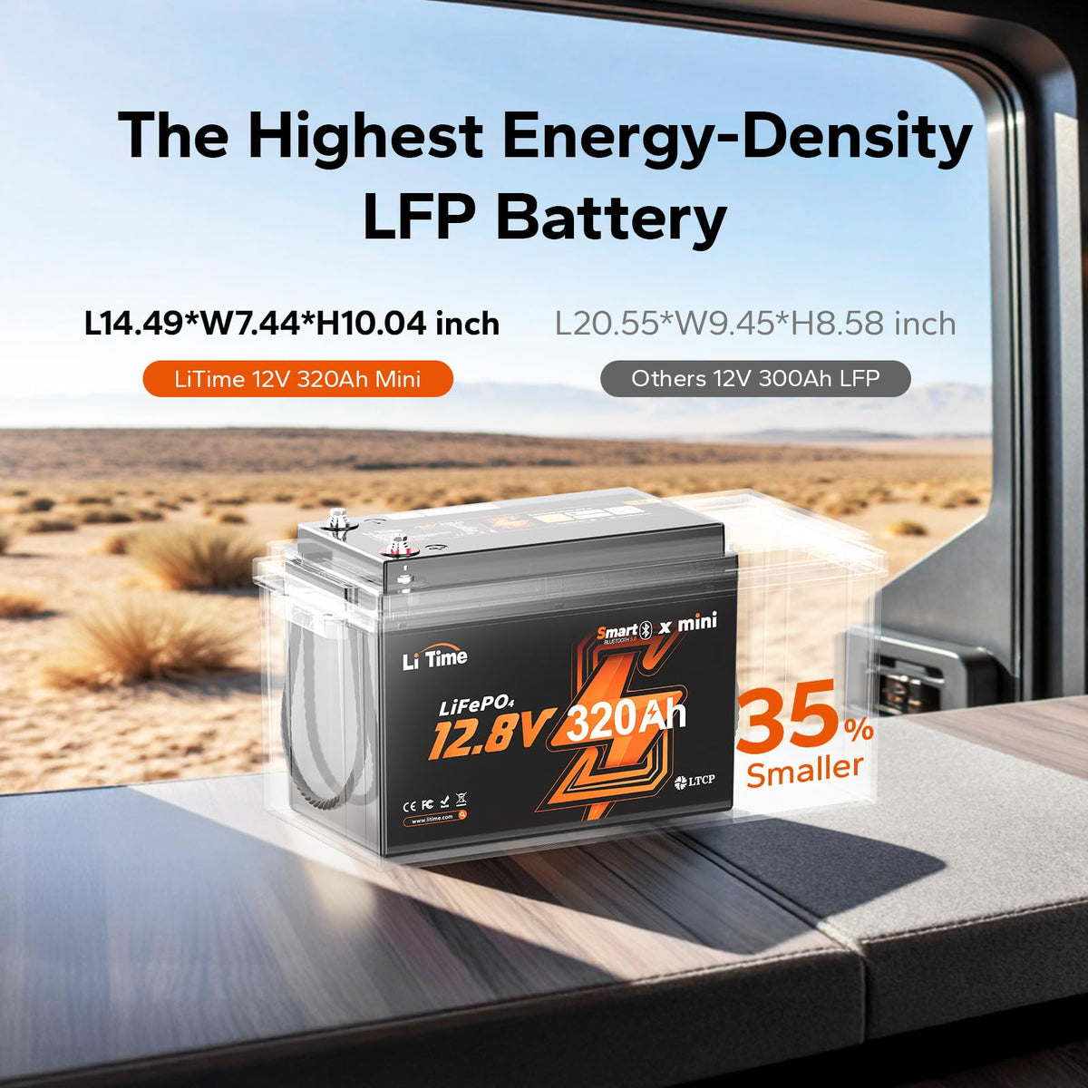 12V 320Ah Mini LiFePO4 Battery with Bluetooth V7332
