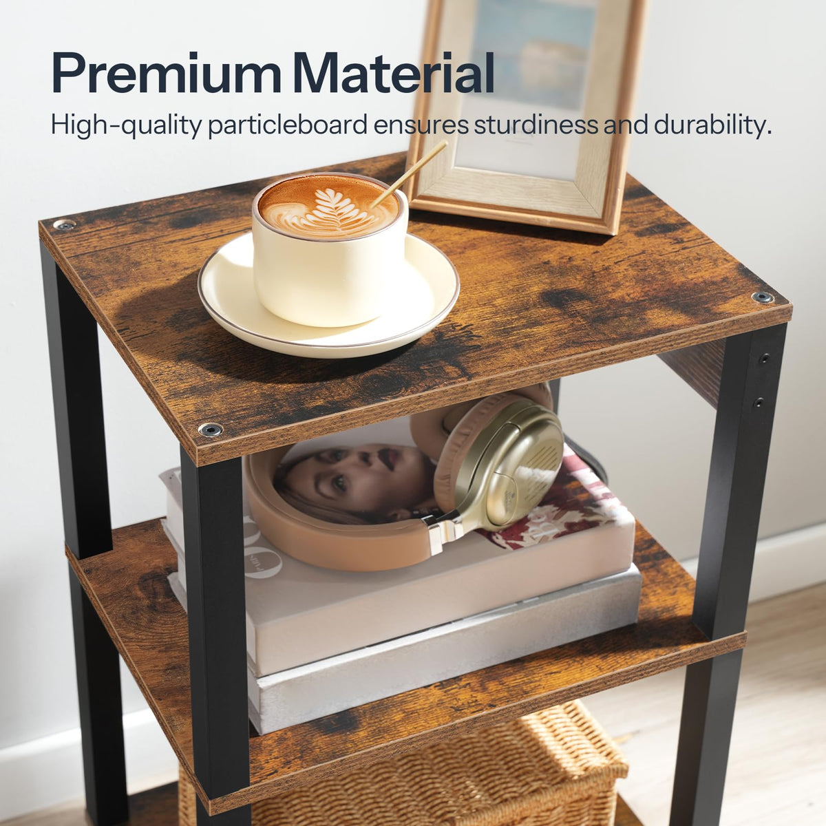 3-Tier Printer Stand with Charging Station and Storage Shelves V31586