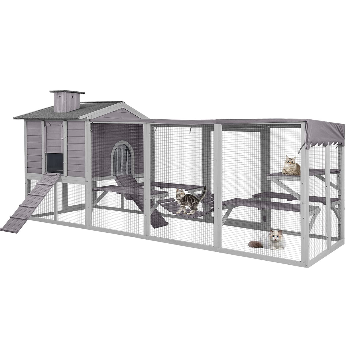 Large Outdoor Cat Enclosure with Platforms O94519