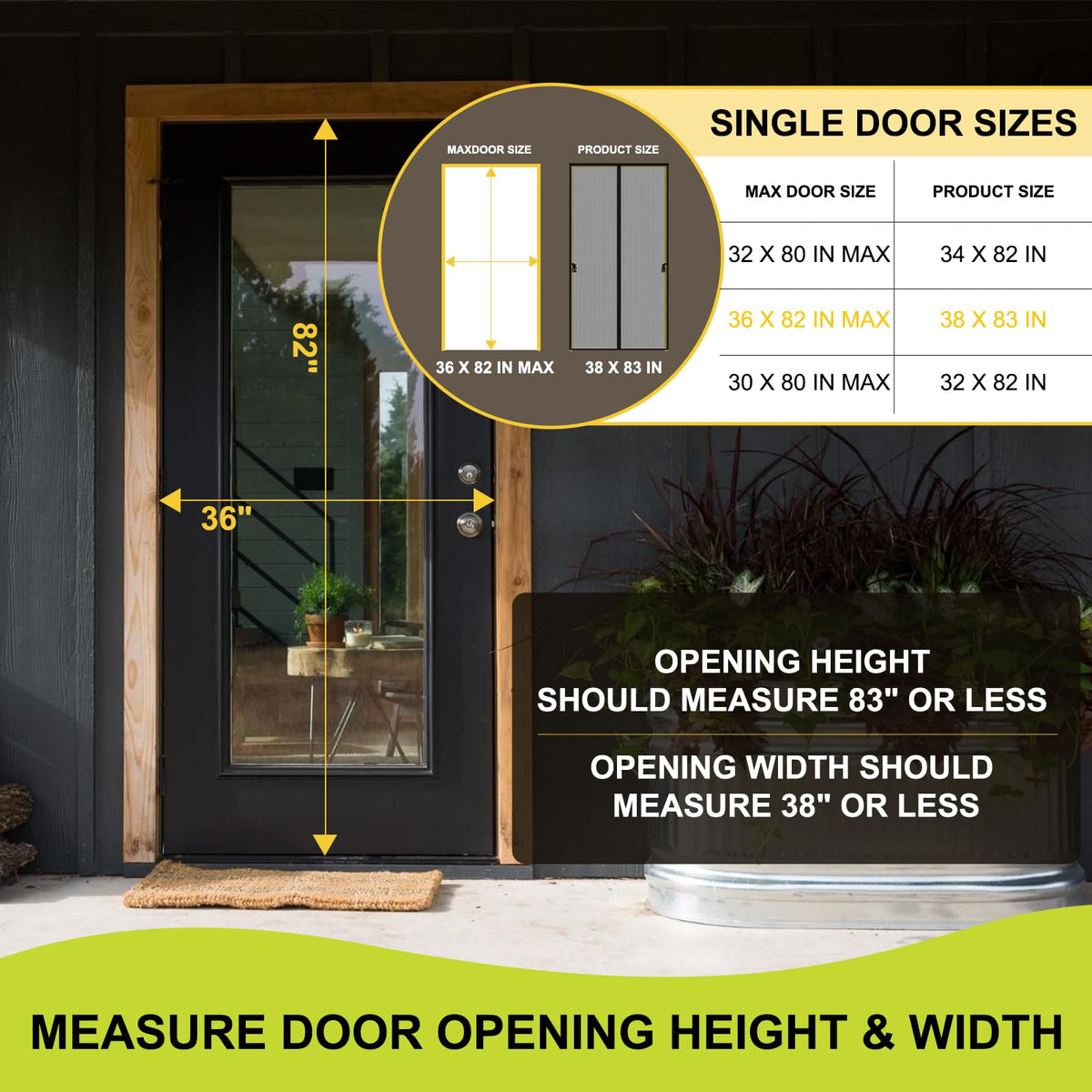 Magnetic Screen Door 36 x 82 in Mesh Curtain U659