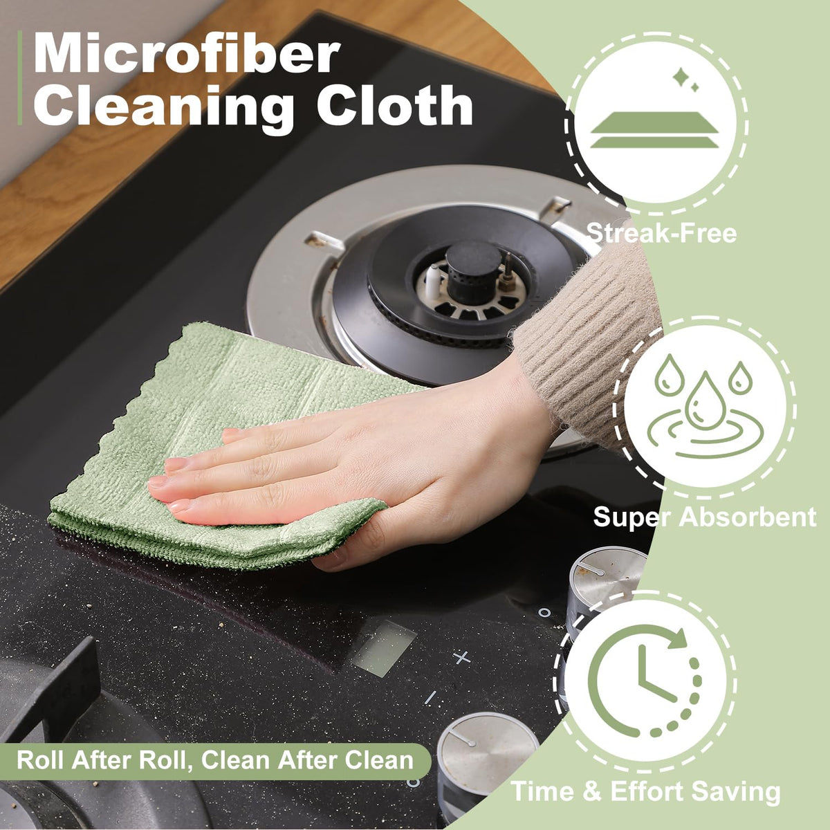 80 Pack Microfiber Cleaning Cloth Roll Z76386