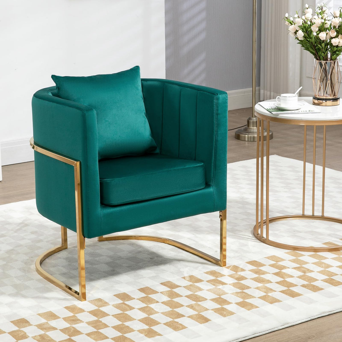 Velvet Accent Chairs Set of 2 Green B4385