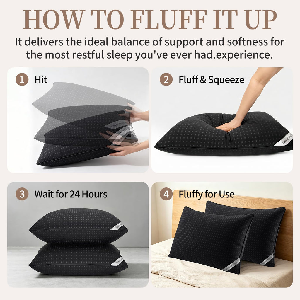 King Size Set of 2 Cooling Down Alternative Bed Pillows T8597