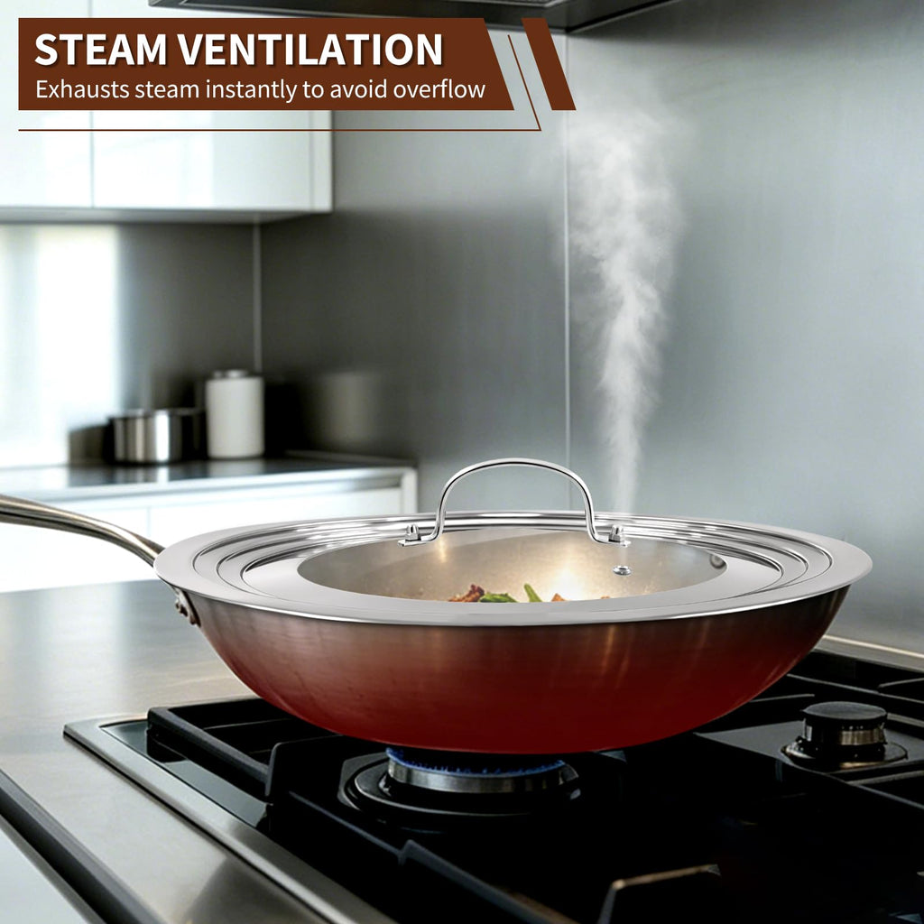 15 Inch Universal Lid for Pots Pans and Skillets, Stainless Steel Tempered Glass F911193