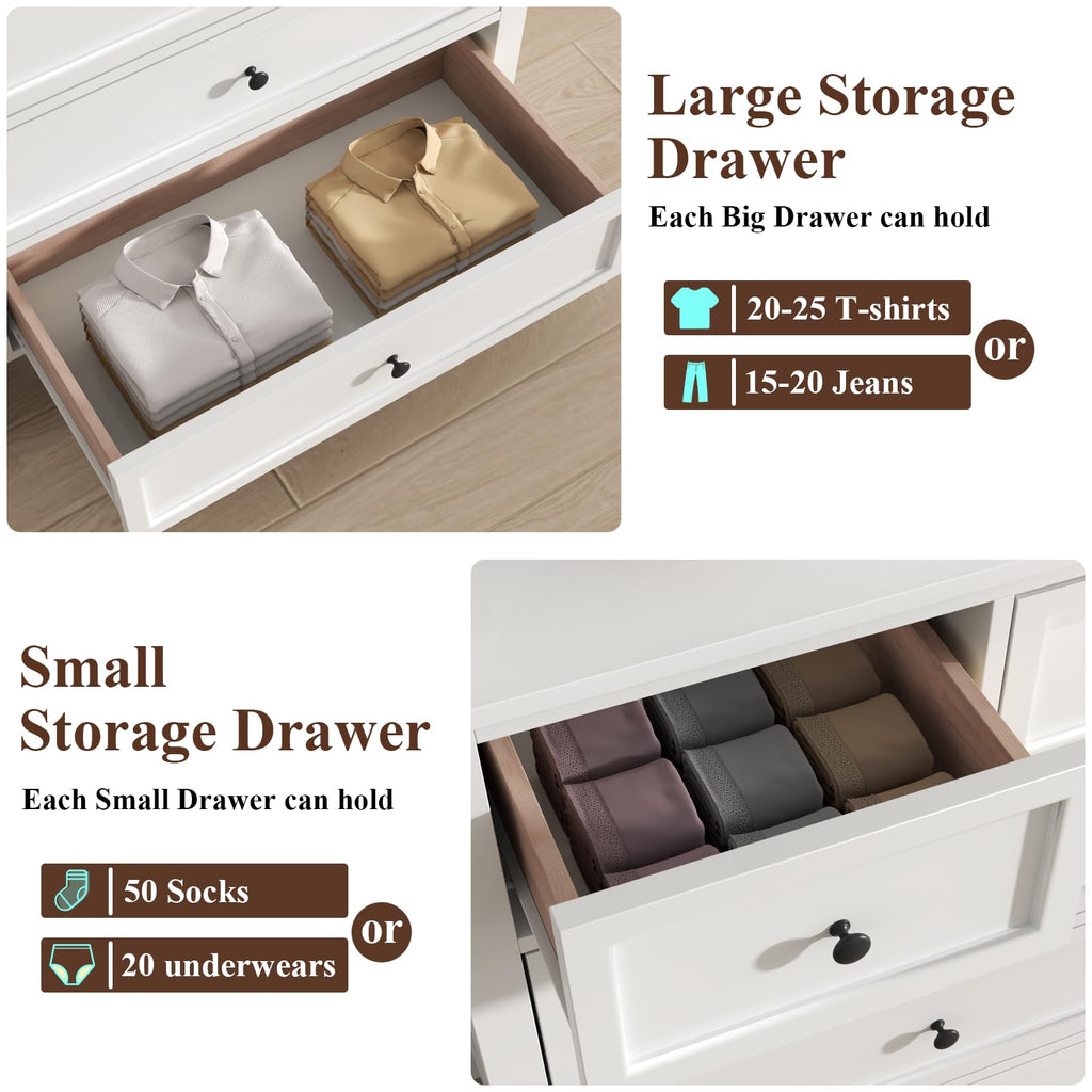 White 10 Drawers Dresser J8631