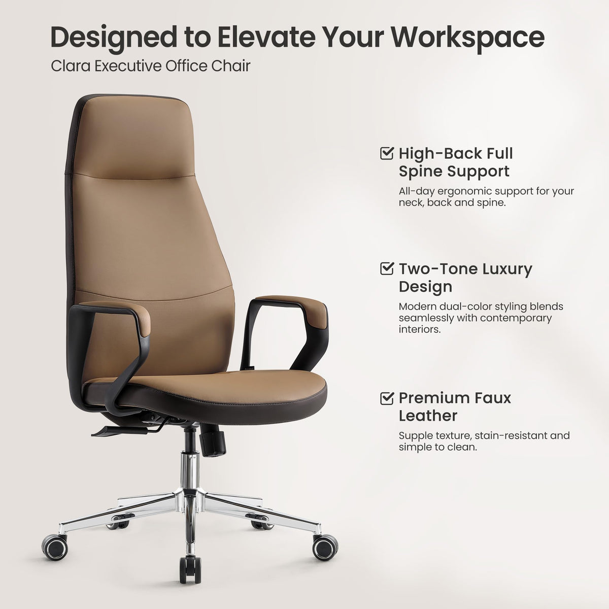 Brown Leather Executive Office Chair J3257