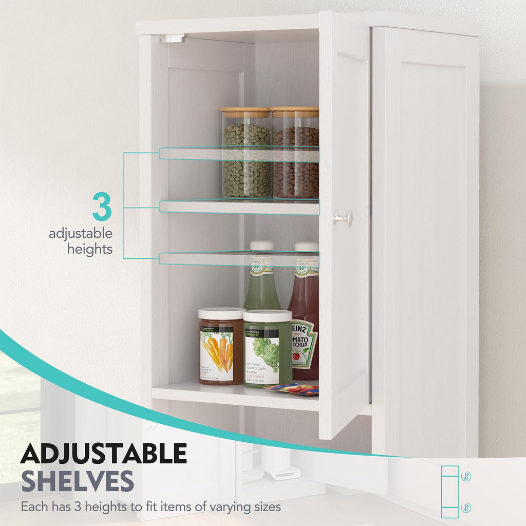 Tall Narrow Bathroom Storage Cabinet with Adjustable Shelves, White T2010