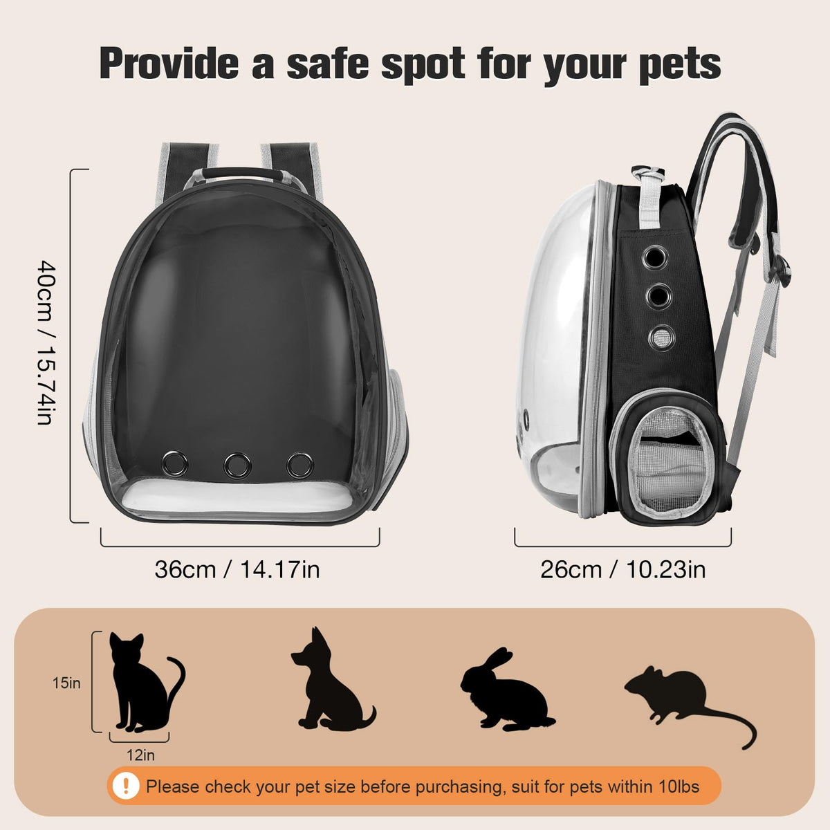 Black Cat Pet Carrier Backpack H233498
