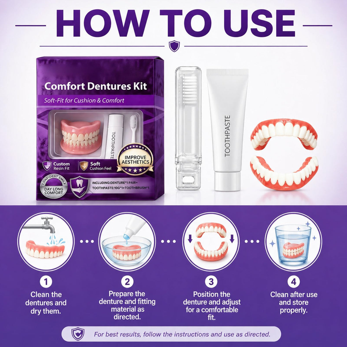Silicone Dentures Upper & Lower Set J559329