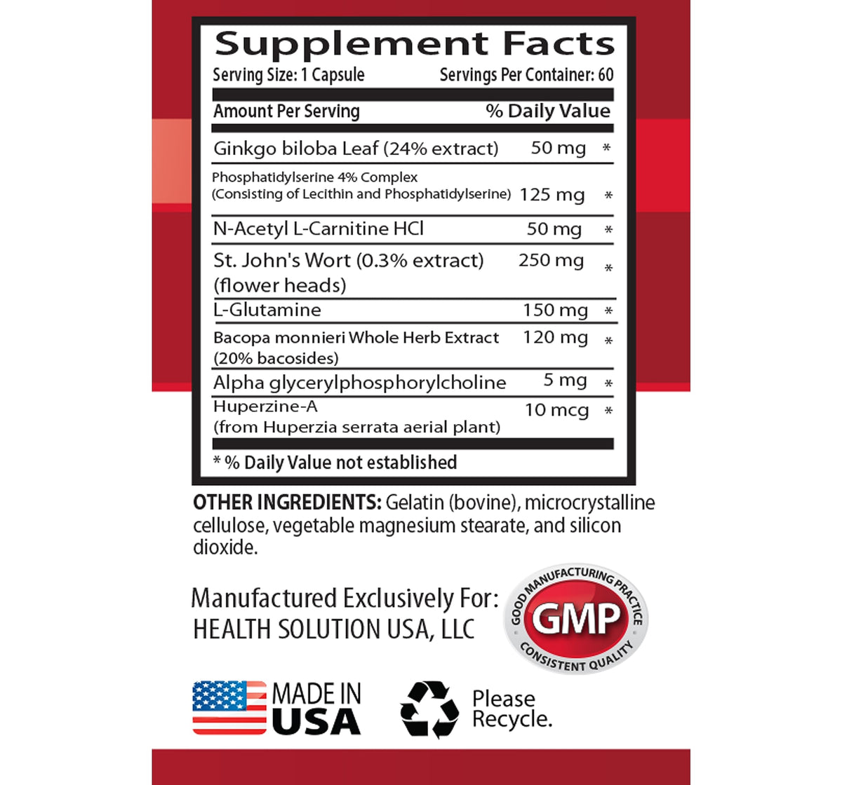 120 Caps Brain and Memory Supplement X9022