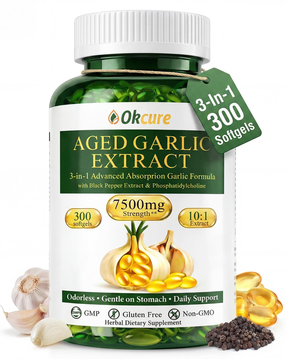 Odorless Garlic Supplement 300 Softgels G418