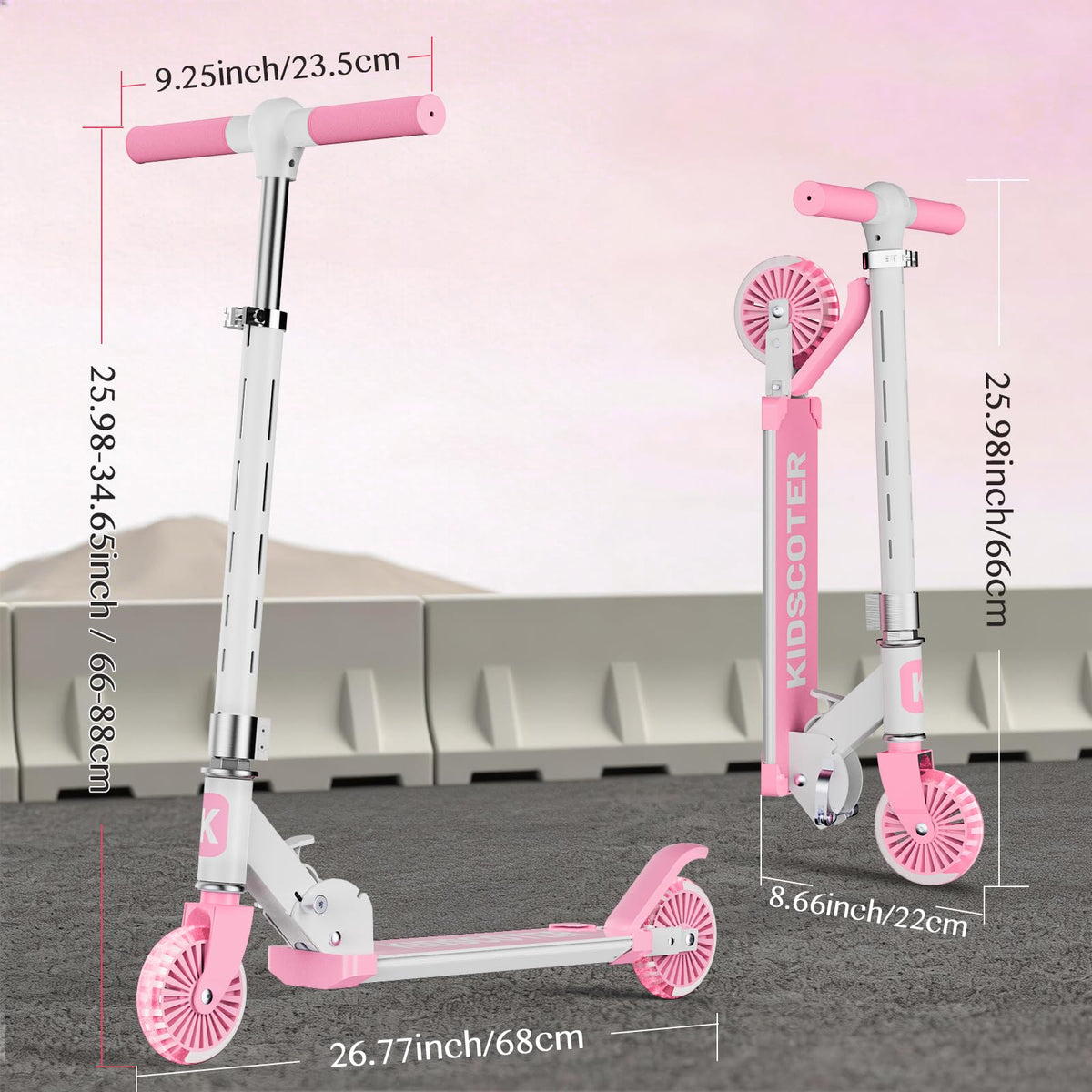 2 Wheel Light Up Wheels LED Stem Kick Scooter S2640